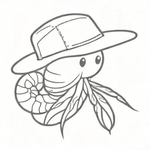 Shrimp Wearing Bucket Hat Funny Modern Minimalist