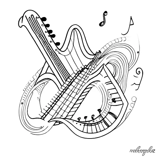 A Harp Guitar With Rainbow Strings And A Piano Keyboard Incorporated Into The Body