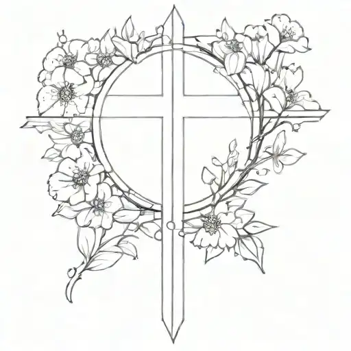 A Christian Cross With Hollys And Cosmos