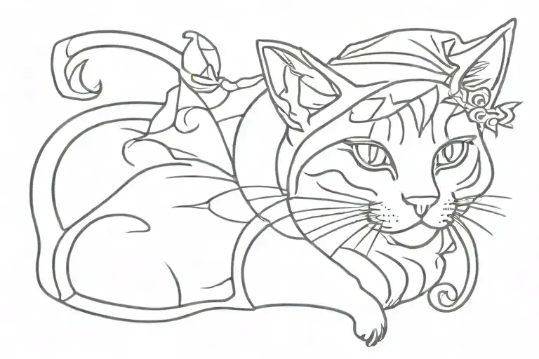 Cat With Jester Makeup Wearing A Jester Hat