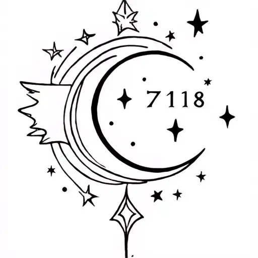 Angel Numbers 718 With Moon And Stars