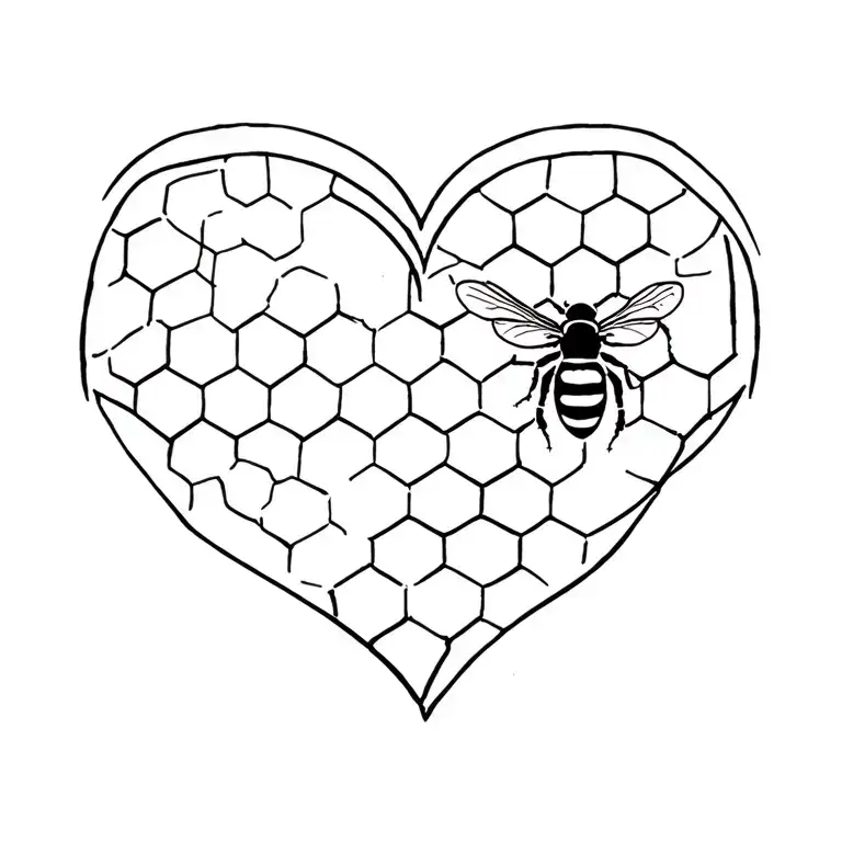 Honeybee On Heart-shaped Honecomb