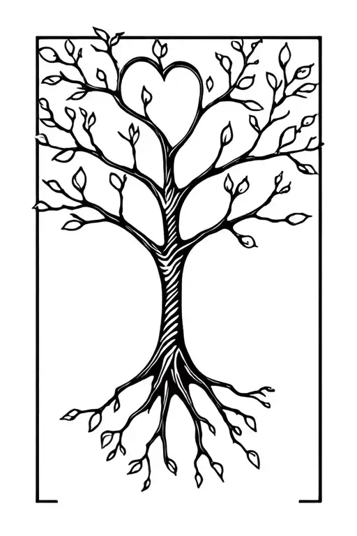 A Small Tree Of Life With A Few Branch Heart Shape