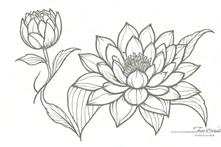 Water Lily Peacock Feather Koi Fish Tattoo