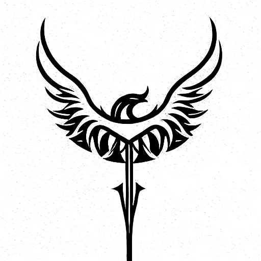 Phoenix And Sword In Background
