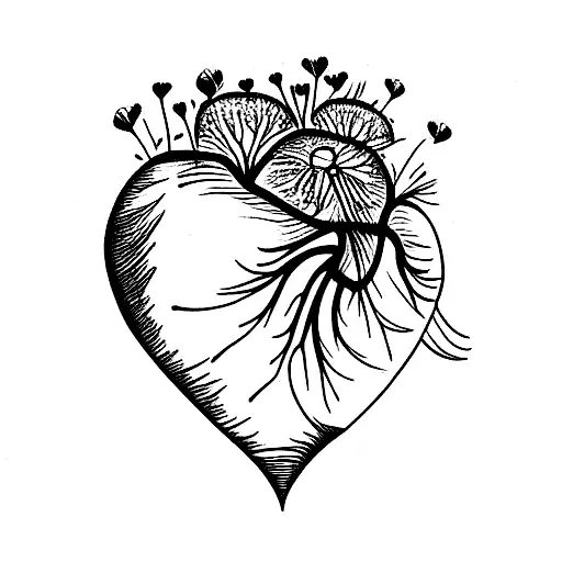 Baby Foot Inside Heart With Wings And Dandelions