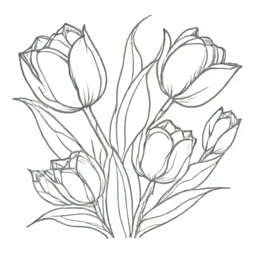 Tulip Bouquet Fine Line