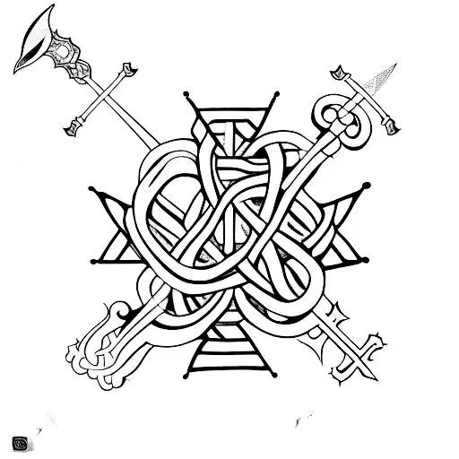 A Religious Symbol Intertwined With A Sword