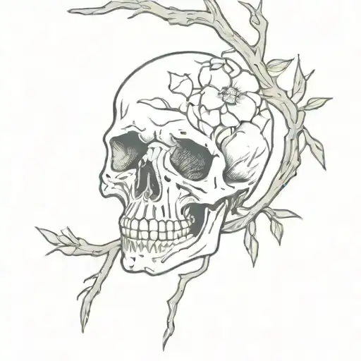Simple Dry Branch And Skull