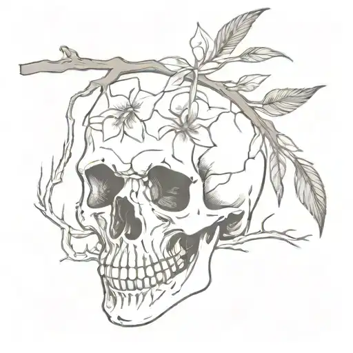 Simple Dry Branch And Skull