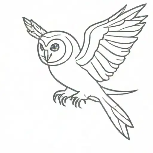A Minimalist Tattoo Of An Owl In Flight