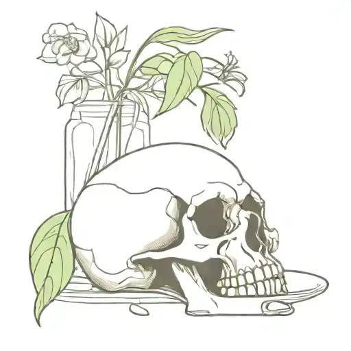 Outline Of A Brunch And A Skull
