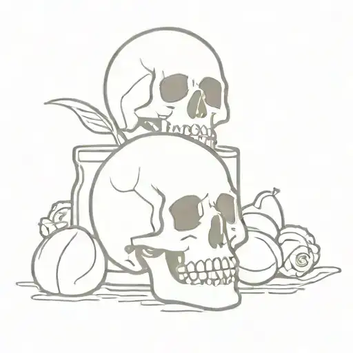 Outline Of A Brunch And A Skull