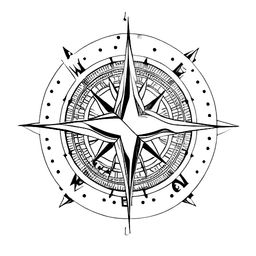 A Minimalist Tattoo Of A Compass With A Dog Paw Print In The Center