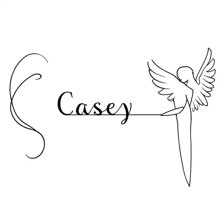 The Name Casey And An Angel Next To It