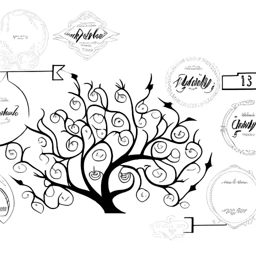 A Family Tree With Intricate Lettering Representing Each Family Member's Name