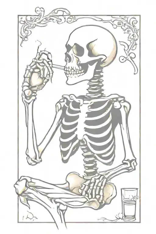 A Skeleton Drinking Pbr And Smoking Cigarettes
