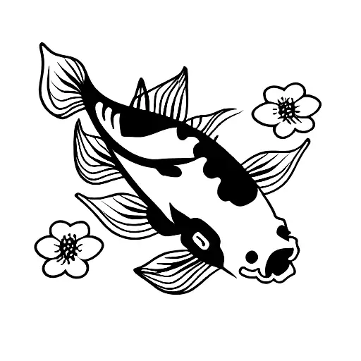 Flowers With Koi Fish