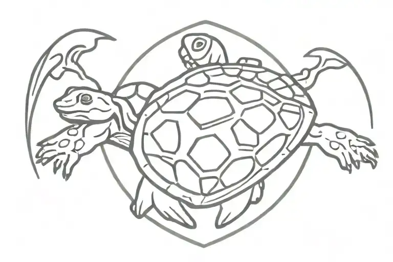 Shield Plus Symbol Toad Equal Symbol Turtle Swimming
