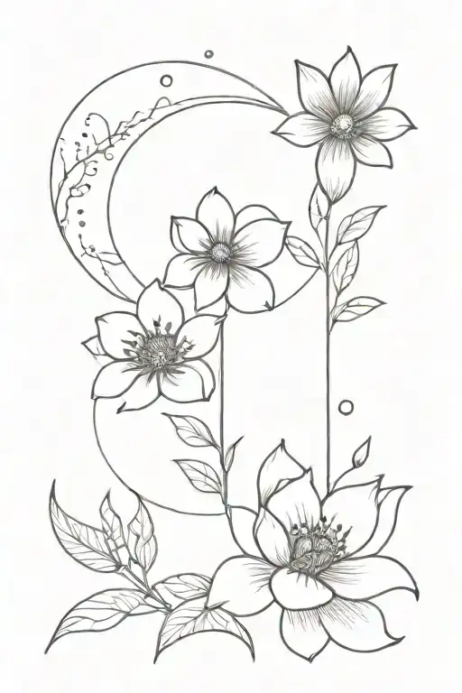 Flowers And Moon