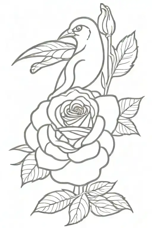 Calibri With A Rose In Its Beak