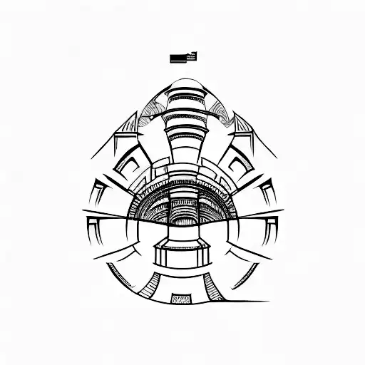 A Minimalist Tattoo Of A Gym Weight With The Silhouette Of A Roman Colosseum Inside