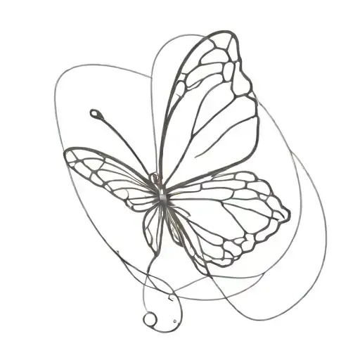 Fine Line Butterfly With Line In The Middle
