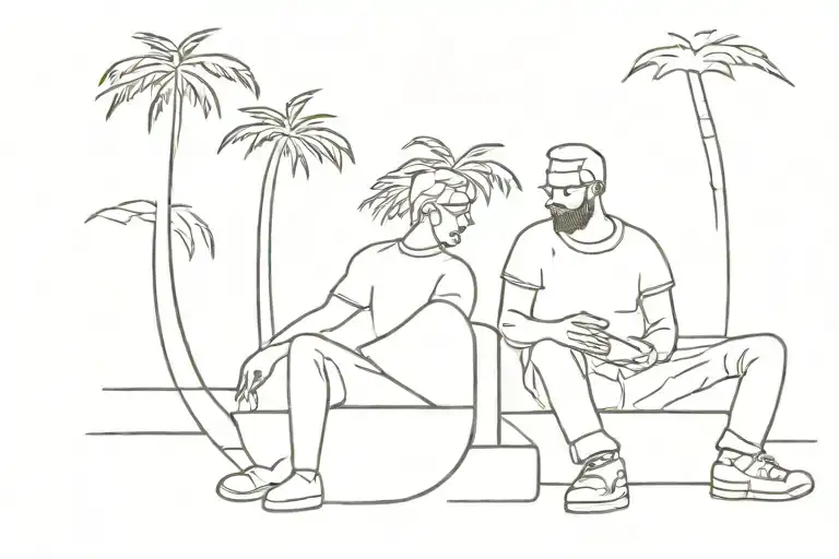Speaker And Man Sitting By Palm Tree