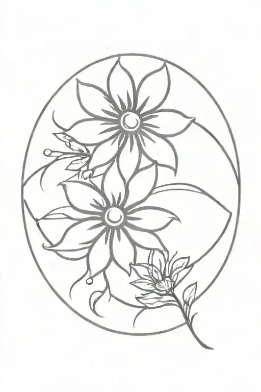 Flower With Sun And Moon Merging Together