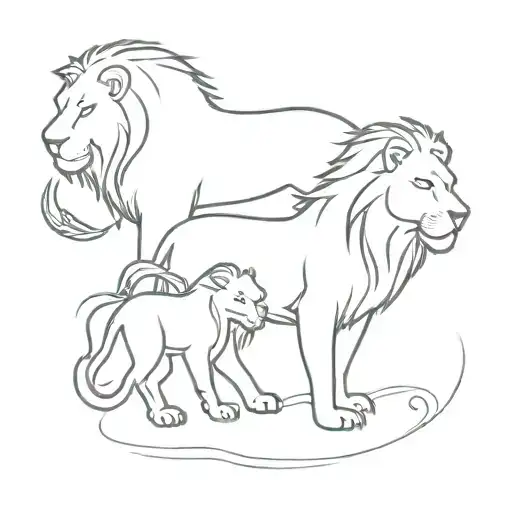 Lion Protecting His Family