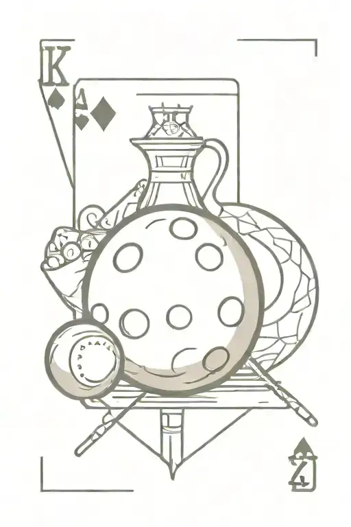 Playing Card King With Bowling Ball And Golf Club