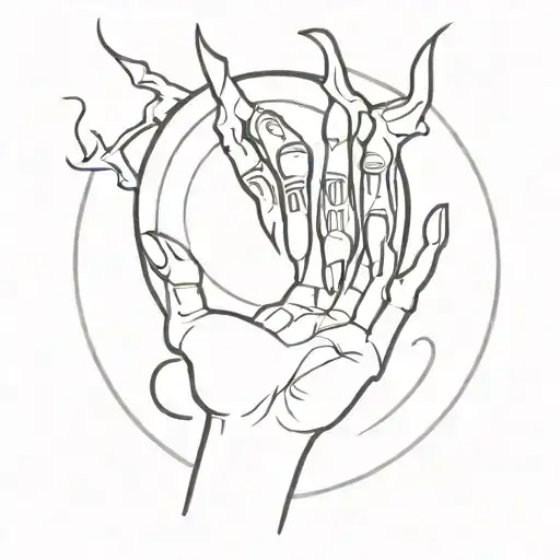 Female Demonic Hand With Claws Holding A Vinyl Record