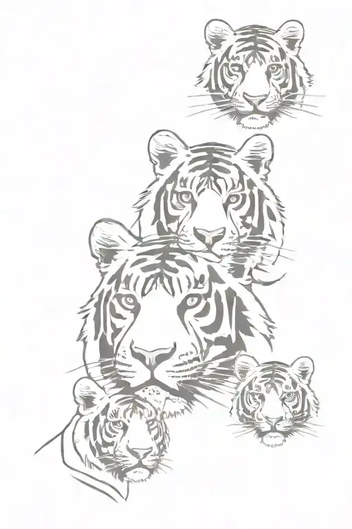 Tiger And Cubs Face Only