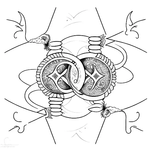 The Initials T And M At Dusk On The Beach Wrapped With A Pisces Sign