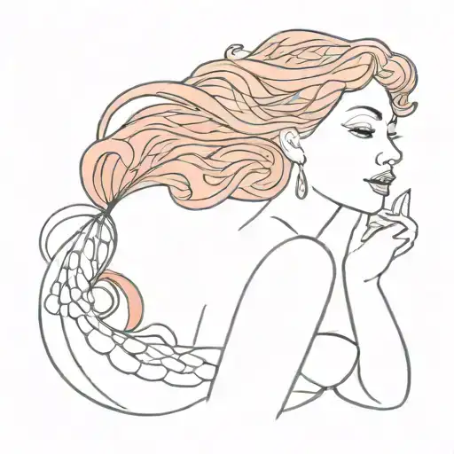 Aries Woman Mermaid Details With Red Hair