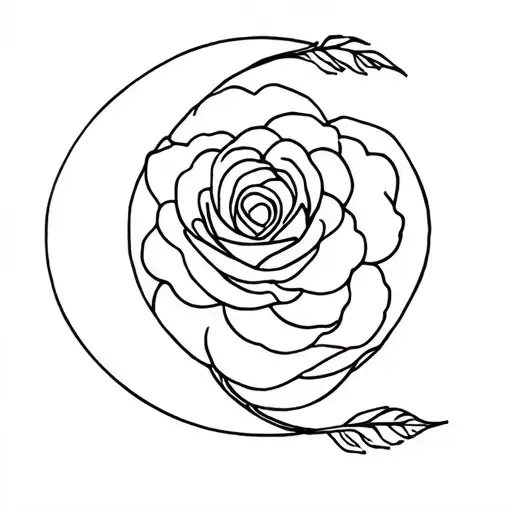 Waxing Cresent Moon With A Prim Rose Intertwined