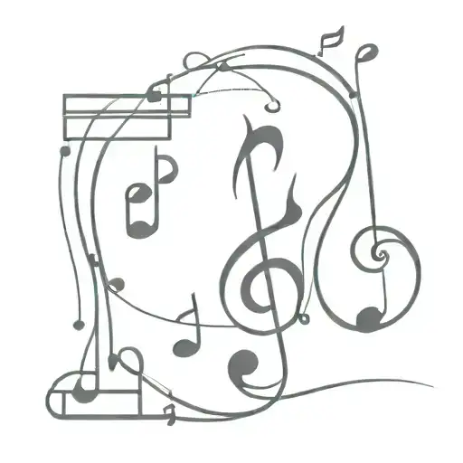 A Tattoo Design Combining Musical Notes And Gaming Symbols