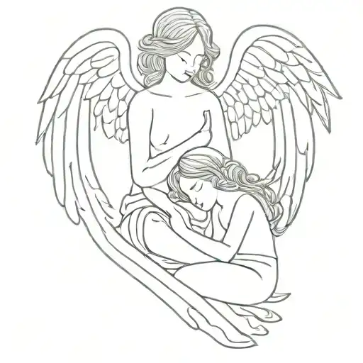 Guardian Angel Holding Girl