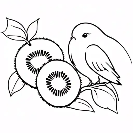 Kiwi Bird Next To A Kiwi Fruit