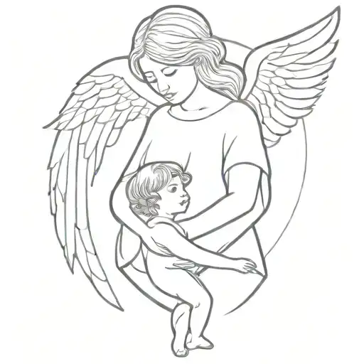 Guardian Angel Holding Girl