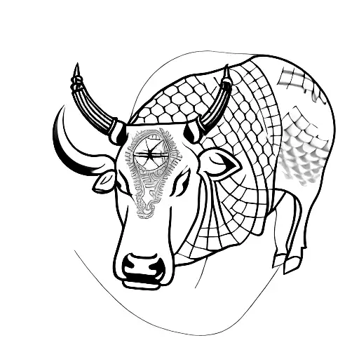 Create A Minimalist Tattoo About Gambling Addiction Combined With Noradrenaline Molecule And A Bull