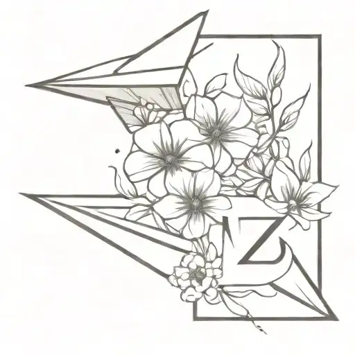 Bouquet Of Flowers With The Letter Zb And A Paper Airplane