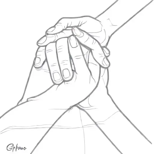 Three Hands Holding Each Other Simple Line