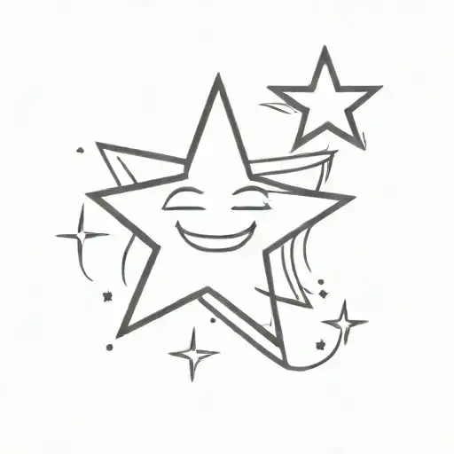 Happy And Sad Face Star Simple Tattoo Design