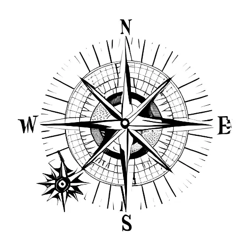 Compass With Map And Roads