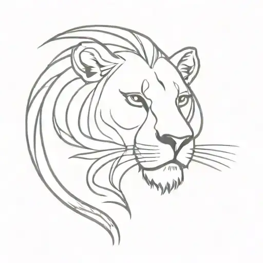 Half A Lion's Face With Fire And Snake