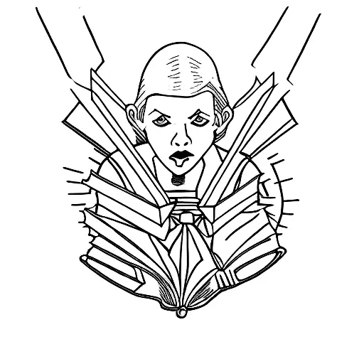 A Librarian Reading A Book With Metallica Lyrics As The Pages