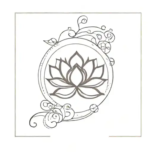 Lunar Cycle And Lotus Flower