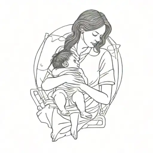 A Woman Holding A Baby In A Hospital Bed