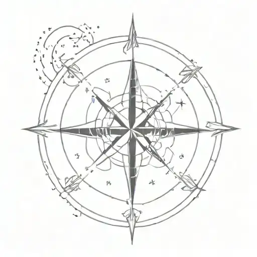 Compass At Night Sky